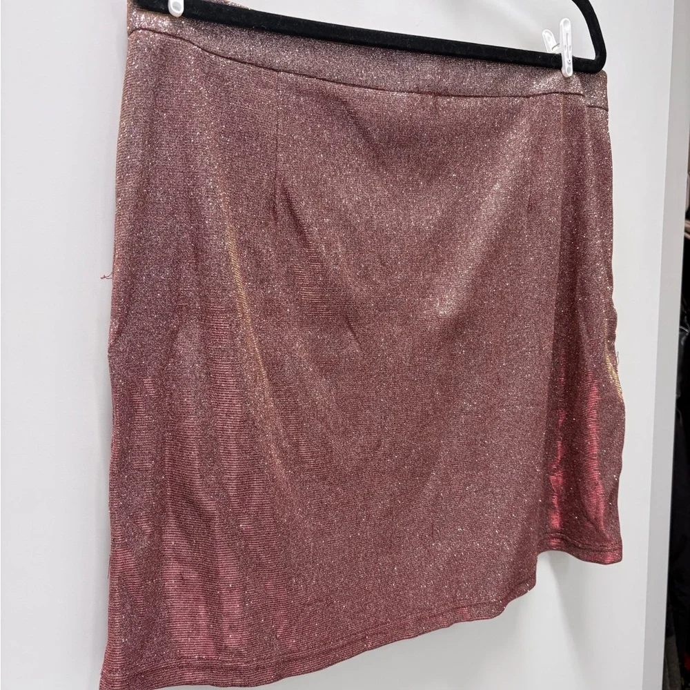 SHEIN Sz 2XL Two Piece Metallic Rose Top/Skirt